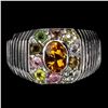 Image 1 : Natural Citrine & Multi Color  Tourmaline Ring
