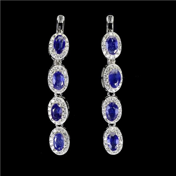 Natural Royal Blue Sapphire Earrings