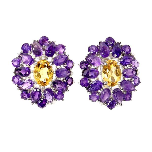 Natural Citrine  Amethyst Earrings
