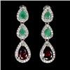 Image 1 : Natural Rhodolite Garnet & Emerald Earrings