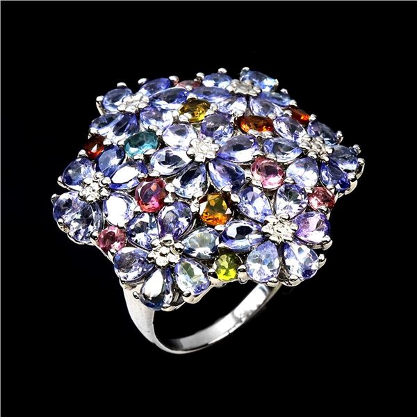 Natural Violet Blue Tanzanite Tourmaline Ring