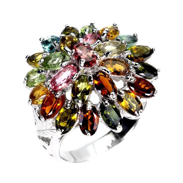 Natural Multi Color Tourmaline  Ring