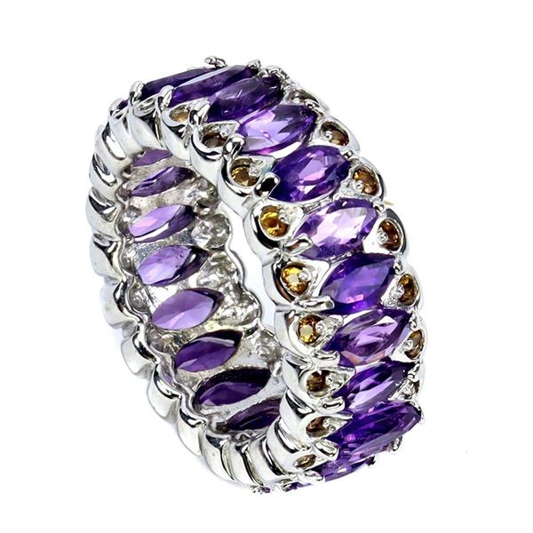 Natural Brazil Amethyst Sapphire Eternity Ring