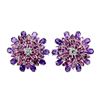Image 1 : Natural Oval Amethyst Rhodolite Garnet Earrings