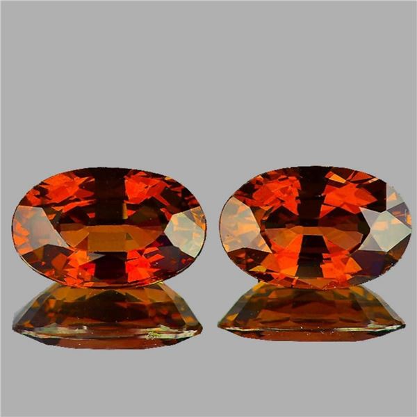 Natural Mandarin Orange Spessartite Garnet Pair{Flawless-VVS1}