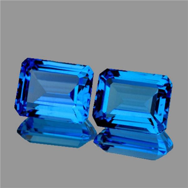 Natural  Swiss Blue Topaz Pair  [Flawless-VVS]
