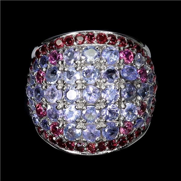 Natural Tanzanite Rhodolite Garnet Ring