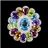 Image 1 : Natural Blue Topaz & Multi Gems Ring