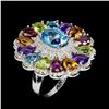 Image 2 : Natural Blue Topaz & Multi Gems Ring