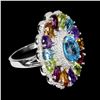 Image 3 : Natural Blue Topaz & Multi Gems Ring