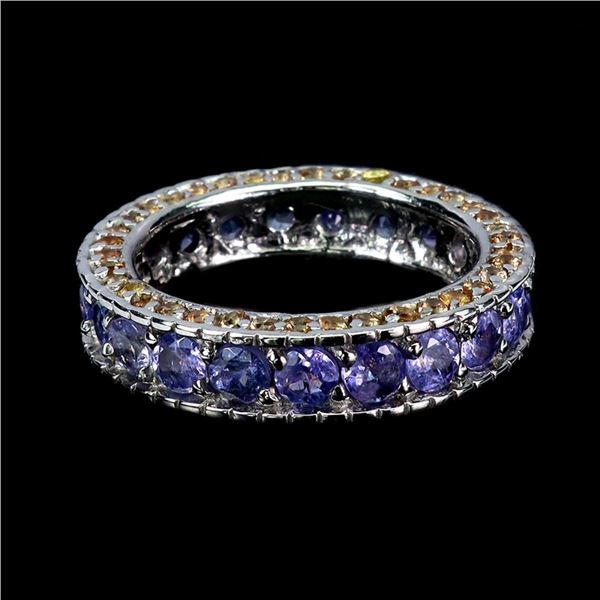 Natural Tanzanite & Sapphire Eternity Ring