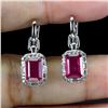 Image 1 : Natural Octagon Red Ruby & Topaz Earrings