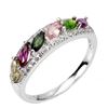 Image 2 : Natural Multi Color Tourmaline & White Topaz Ring