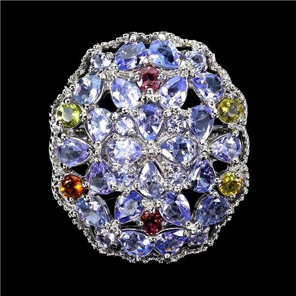 Natural Tanzanite & Tourmaline Ring