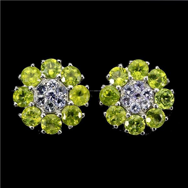 Natural Peridot & Tanzanite Earrings