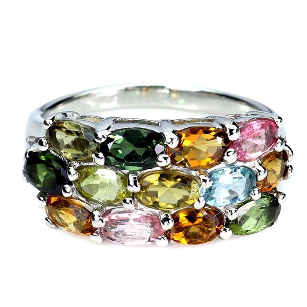 Natural Multi Color Brazil Tourmaline Ring