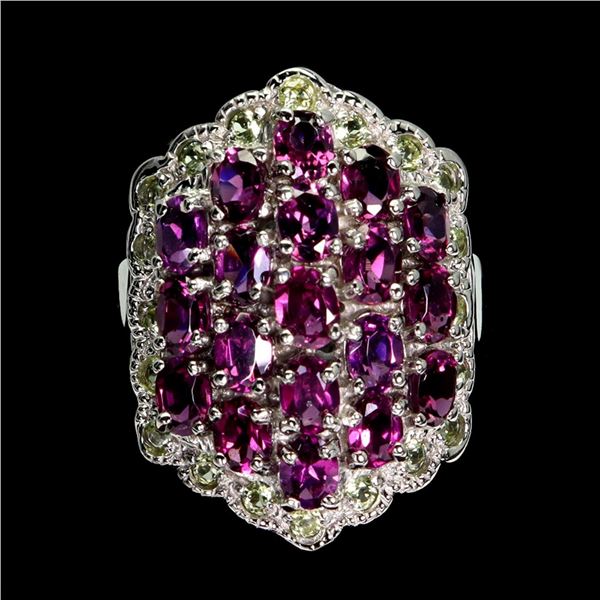 Natural Rhodolite Garnet & Sapphire Ring