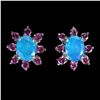 Image 1 : Natural Ethopian Blue Opal Rhodolite Garnet Earrings