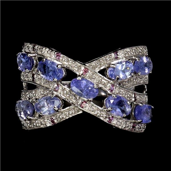 Natural Tanzanite Rhodolite Garnet Ring
