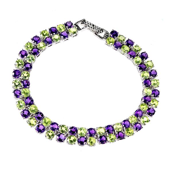 Natural Purple Amethyst Peridot Bracelet