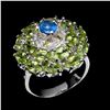 Image 1 : Natural Kyanite Peridot Sapphire Ring