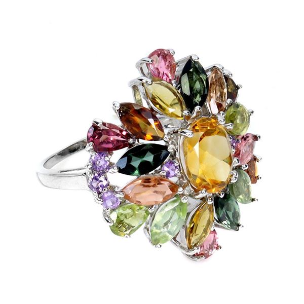 Natural Citrine  Amethyst Tourmaline Ring