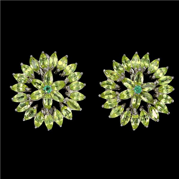 Natural Marquise Peridot & Emerald Earrings