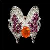 Image 1 : Natural Mexican Orange Opal & Garnet ring