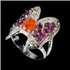 Image 2 : Natural Mexican Orange Opal & Garnet ring