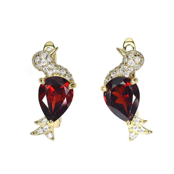 Natural Mozambique Garnet Bird Earrings