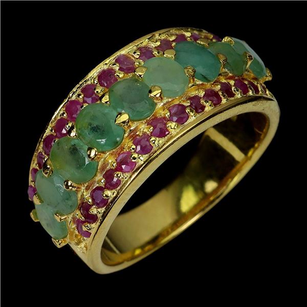 Natural Colombian Emerald & Ruby Ring