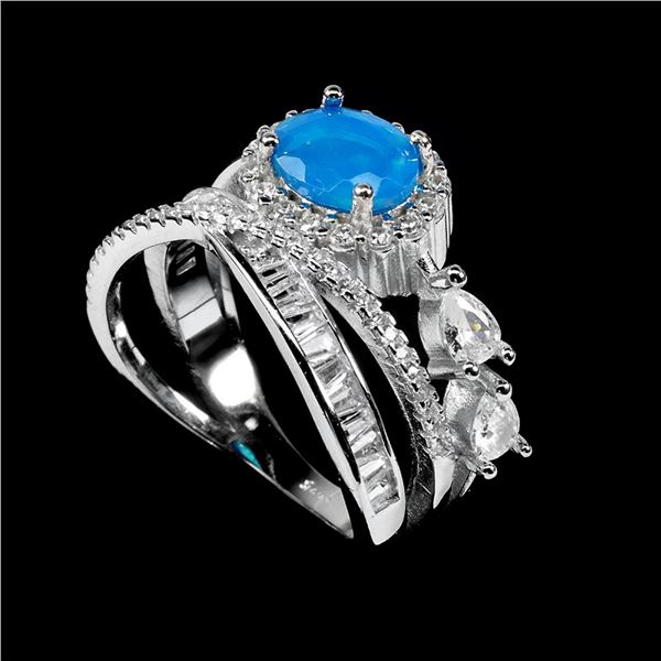 Natural Ethopian Blue Opal Ring