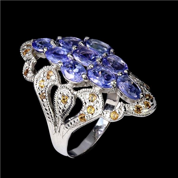 Natural Tanzanite & Sapphire Ring