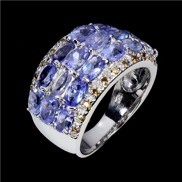 Natural Tanzanite & Sapphire Ring