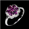 Image 1 : Natural Rhodolite Garnet Flower Ring