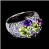 Image 2 : Natural Peridot Sapphire Tanzanite Ring