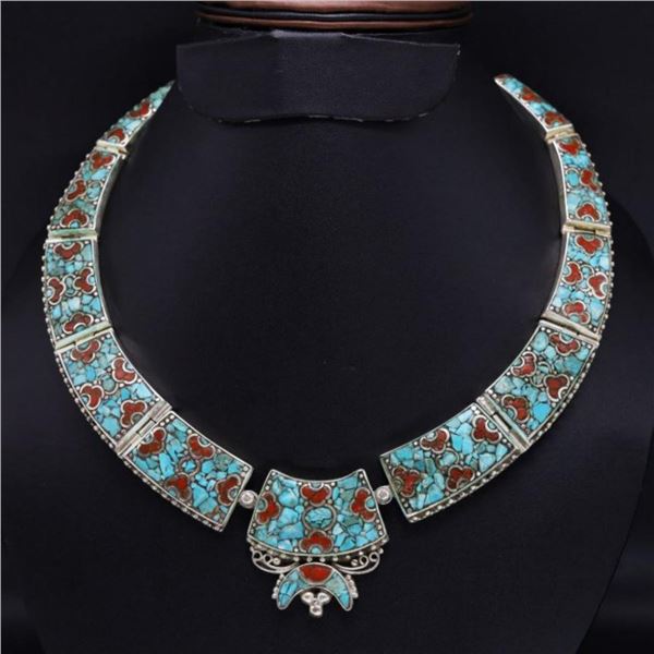 Tibet Natural Stone Tribal Queen Royal Necklace