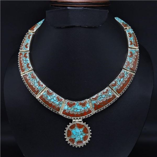 Tibet Natural Stone Tribal Queen Royal Necklace