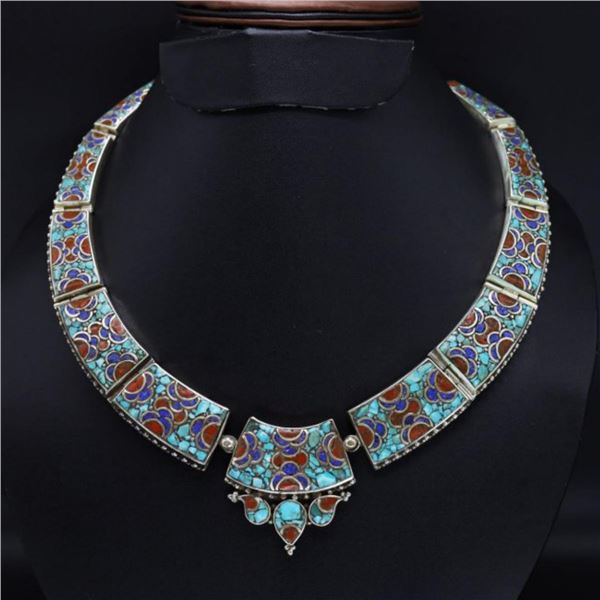 Tibet Natural Stone Tribal Queen Royal Necklace