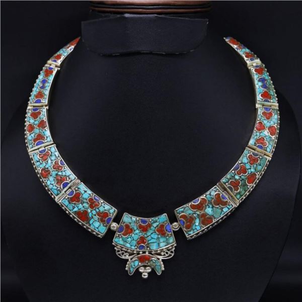 Tibet Natural Stone Tribal Queen Royal Necklace