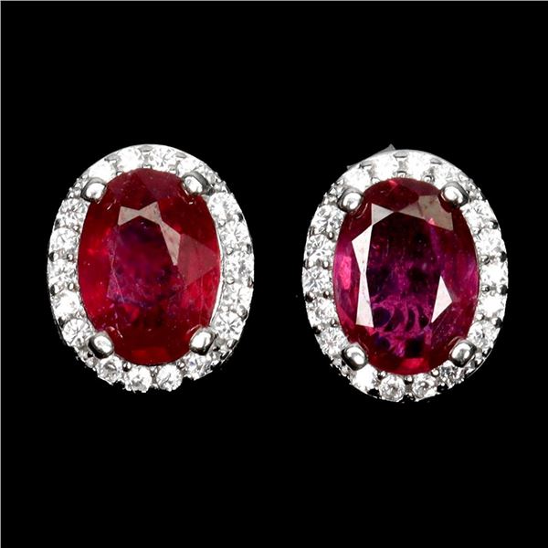 Natural Oval Red Ruby Earrings