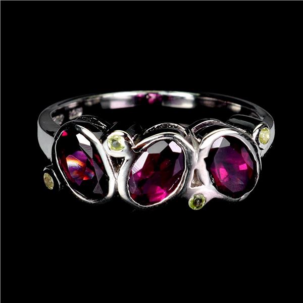 Natural Oval Rhodolite Garnet Ring