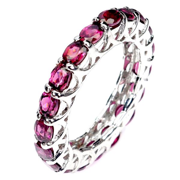 Natural Rhodolite Garnet Eternity Ring