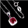 Image 2 : Natural Pigeon Blood Red Ruby Necklace