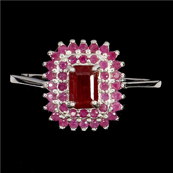 Natural Octagon Red & Pink Ruby Ring