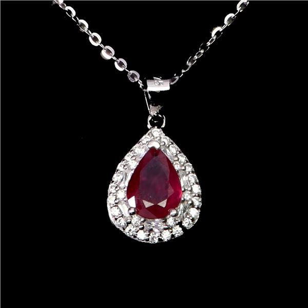 Natural Pear Red Ruby Necklace