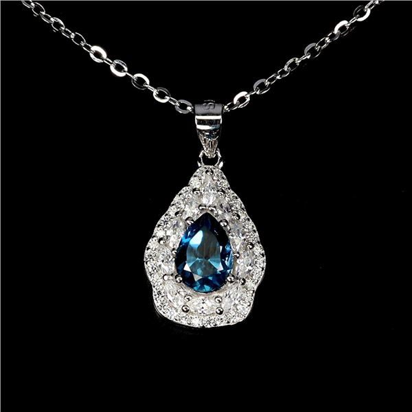 Natural London Blue Topaz Necklace