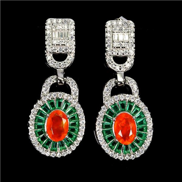 Natural Ethopian Oval Orange Opal Earrings