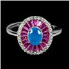 Image 1 : Natural Ethopian Oval Blue Opal Ring