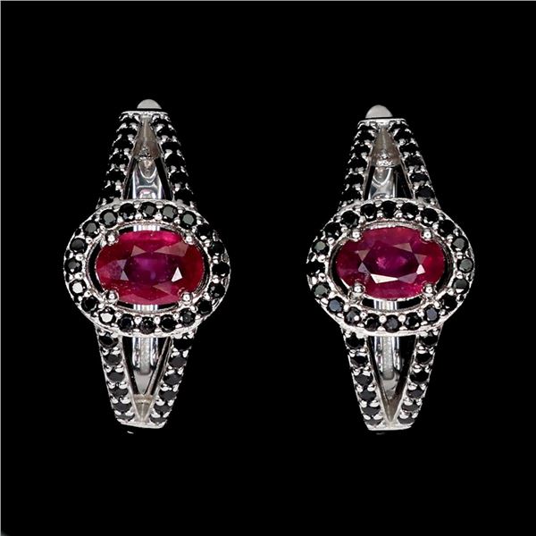 Natural Oval Ruby & Spinel Earrings